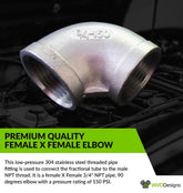3/4" NPT 304SS Female x Female Elbow