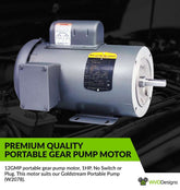 12GPM Portable Gear Pump Motor, 1hp, No switch or plug