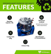 Perforated Basket Centrifuge 25KG Capacity