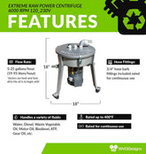 Extreme Raw Power Centrifuge - 6000 RPM 120/230V