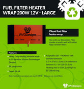 Fuel Filter Heater Wrap 200W 12V  - Large