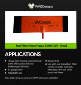 Fuel Filter Heater Wrap 100W 12V  - Small