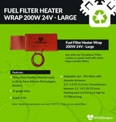 Fuel Filter Heater Wrap 200W 24V  - Large