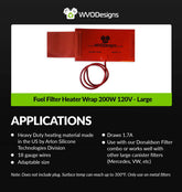 Fuel Filter Heater Wrap 200W 120V  - Large
