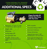 25gpm Portable Oil Transfer Gear Pump with 1hp motor
