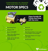 25gpm Portable Oil Transfer Gear Pump with 1hp motor