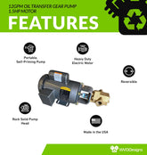 12gpm Oil Transfer Gear Pump 1.5hp motor